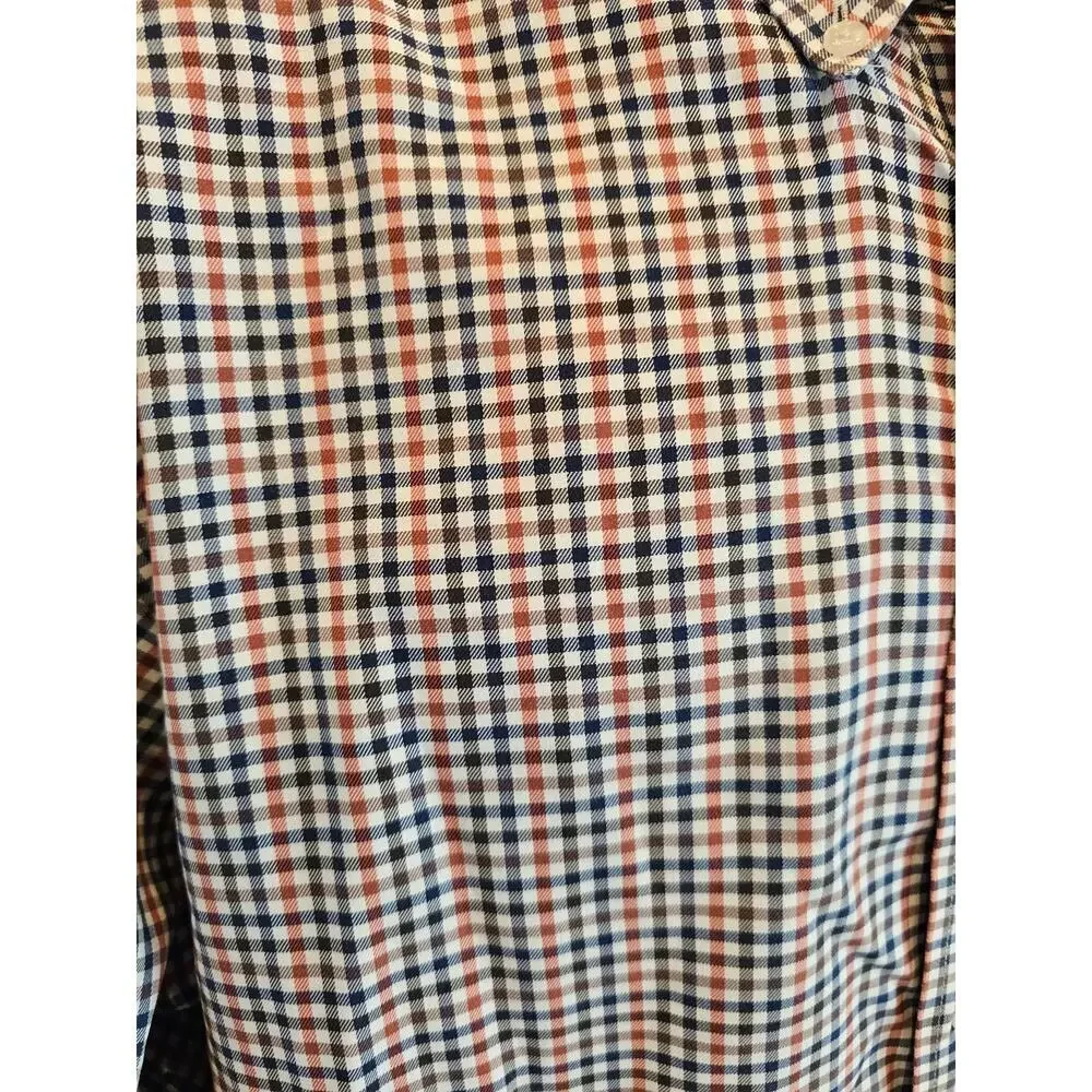 Orvis size large L men's long sleeve orange blue checked button up work casual ^